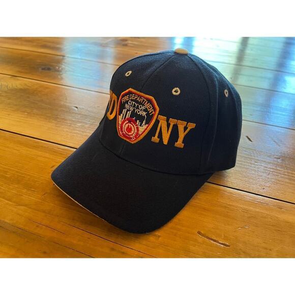 FDNY BASEBALL HAT BALL CAP NAVY YELLOW FIRE DEPARTMENT NEW YORK BADGE MENS - Picture 1 of 7